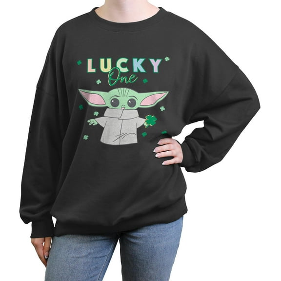 Junior's Star Wars: The Mandalorian Lucky One Grogu Clover  Sweatshirt