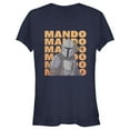 thumbnail image 1 of Junior's Star Wars: The Mandalorian Mando Text Stacked Graphic Tee Navy Blue Medium, 1 of 2