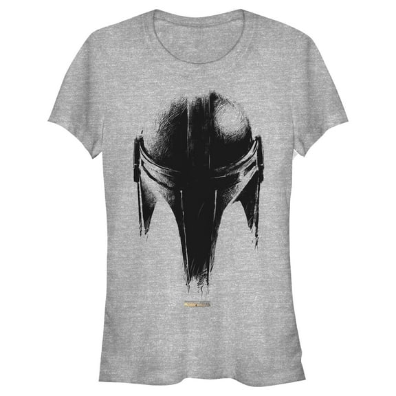 Junior's Star Wars: The Mandalorian Metallic Helmet  Graphic Tee Athletic Heather Medium