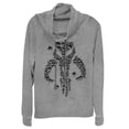 thumbnail image 1 of Junior's Star Wars: The Mandalorian Mythosaur Bullet Hole  Cowl Neck Sweatshirt Gray Heather Small, 1 of 3