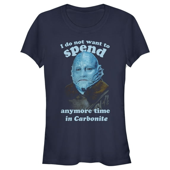 Junior's Star Wars: The Mandalorian Mythrol No More Carbonite Graphic Tee Navy Blue Medium