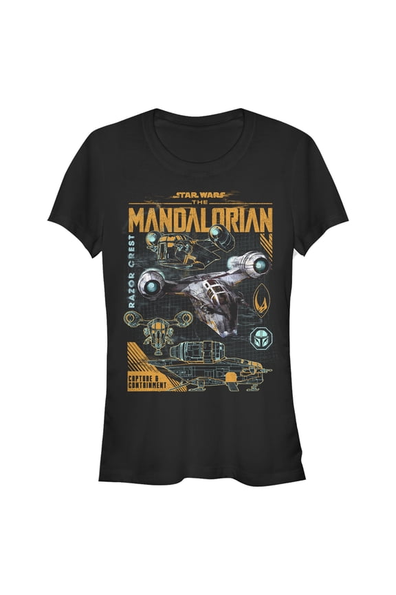 Junior's Star Wars: The Mandalorian Razor Crest Capture and Containment Graphic Tee Black X Large