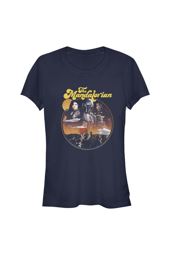 Junior's Star Wars: The Mandalorian Razor Crest Crew Graphic Tee Navy Blue Large