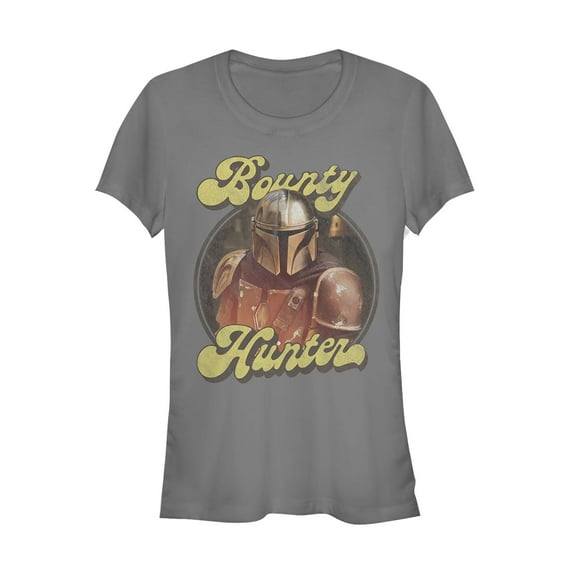 Junior's Star Wars: The Mandalorian Retro Bounty Hunter Graphic Tee Charcoal Medium