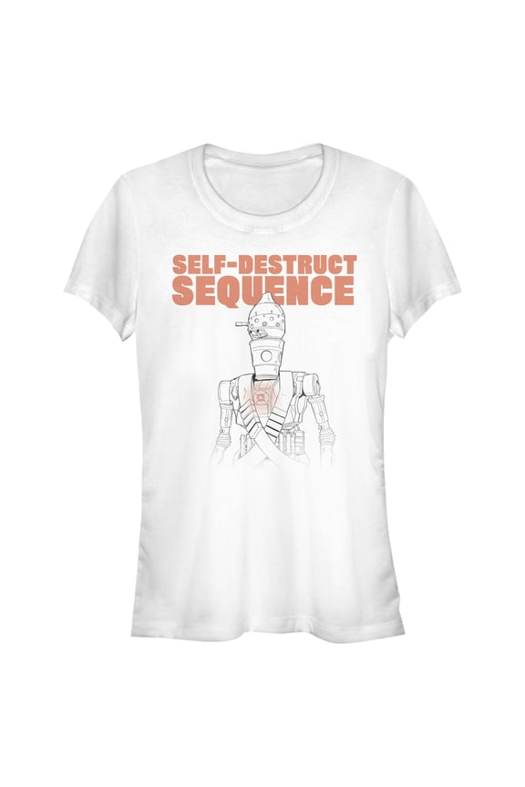 Junior's Star Wars: The Mandalorian Self-Destruct Sequence IG-88  Graphic Tee White Medium