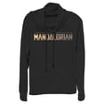 thumbnail image 1 of Junior's Star Wars: The Mandalorian Silhouette Logo  Cowl Neck Sweatshirt Black Medium, 1 of 3