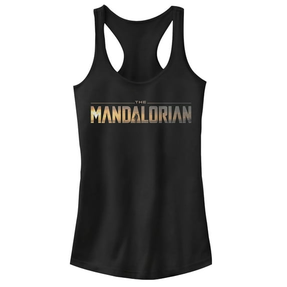 Junior's Star Wars: The Mandalorian Silhouette Logo Racerback Tank Top Black X Small