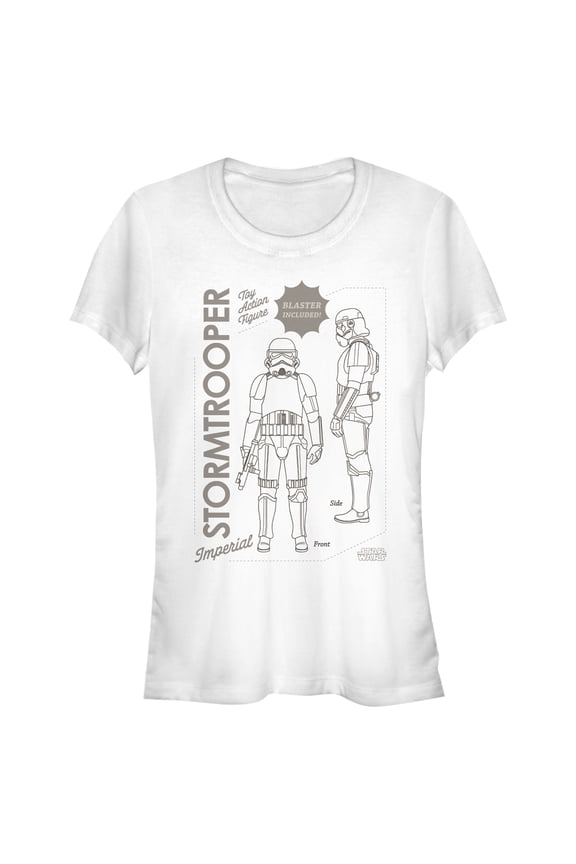 Junior's Star Wars: The Mandalorian Stormtrooper Action Figure  Graphic Tee White Medium