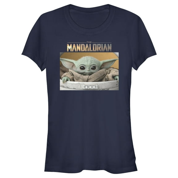 Junior's Star Wars: The Mandalorian The Child Bassinet Graphic Tee Navy Blue 2X Large