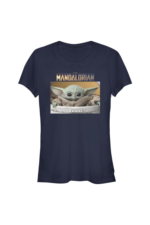 Junior's Star Wars: The Mandalorian The Child Bassinet Graphic Tee Navy Blue Medium