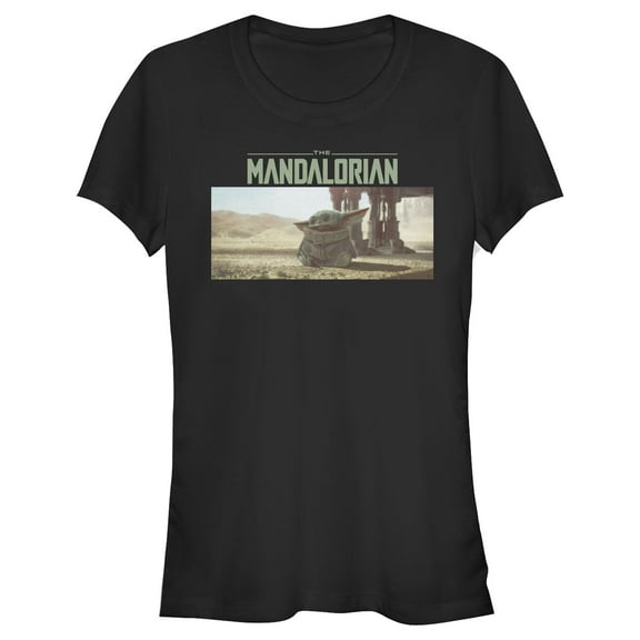 Junior's Star Wars: The Mandalorian The Child Desert Walking  Graphic Tee Black Medium