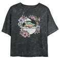thumbnail image 1 of Junior's Star Wars: The Mandalorian The Child Floral Crib Crop Graphic Tee Black Medium, 1 of 4