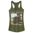 thumbnail image 1 of Junior's Star Wars: The Mandalorian The Child Frame  Racerback Tank Top Military Green X Small, 1 of 3