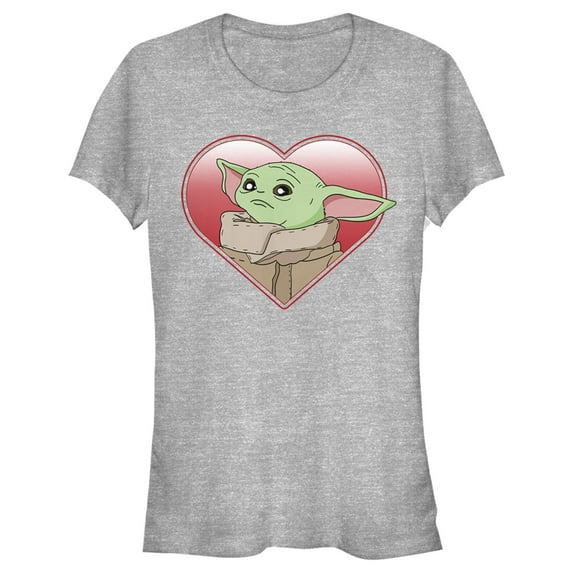 Junior's Star Wars: The Mandalorian The Child Heart Look Graphic Tee Athletic Heather Medium