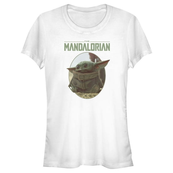 Junior's Star Wars: The Mandalorian The Child Oval Frame  Graphic Tee White 2X Large