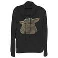 thumbnail image 1 of Junior's Star Wars: The Mandalorian The Child Portrait  Cowl Neck Sweatshirt Black X Large, 1 of 4