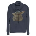 thumbnail image 1 of Junior's Star Wars: The Mandalorian The Child Portrait  Cowl Neck Sweatshirt Navy Blue 4X Large, 1 of 4
