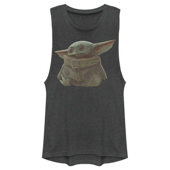 Junior's Star Wars: The Mandalorian The Child Portrait Festival Muscle Graphic Tee Charcoal X Large