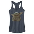 thumbnail image 1 of Junior's Star Wars: The Mandalorian The Child Portrait  Racerback Tank Top Indigo X Small, 1 of 3