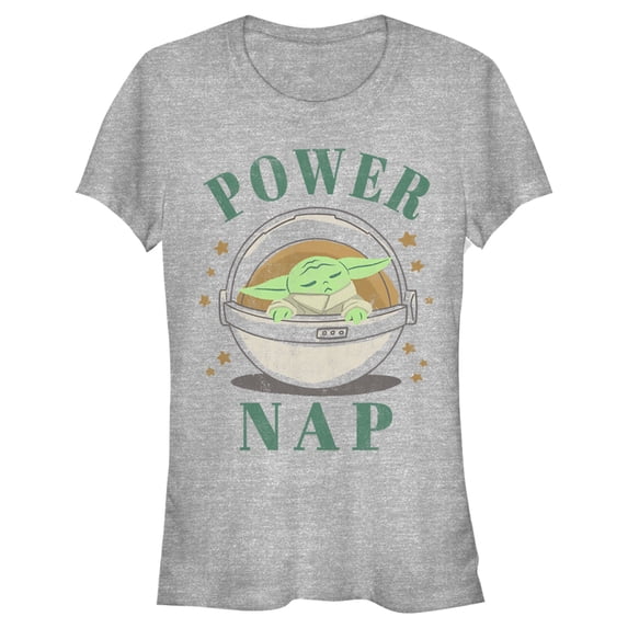Junior's Star Wars: The Mandalorian The Child Power Nap Bassinet Graphic Tee Athletic Heather Medium