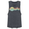 thumbnail image 1 of Junior's Star Wars: The Mandalorian The Child Retro Stripes Festival Muscle Graphic Tee Denim Blue Heather Medium, 1 of 4