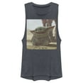 thumbnail image 1 of Junior's Star Wars: The Mandalorian The Child Square Frame Festival Muscle Graphic Tee Charcoal Large, 1 of 3