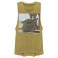thumbnail image 1 of Junior's Star Wars: The Mandalorian The Child Square Frame Festival Muscle Graphic Tee Gold Heather X Large, 1 of 3