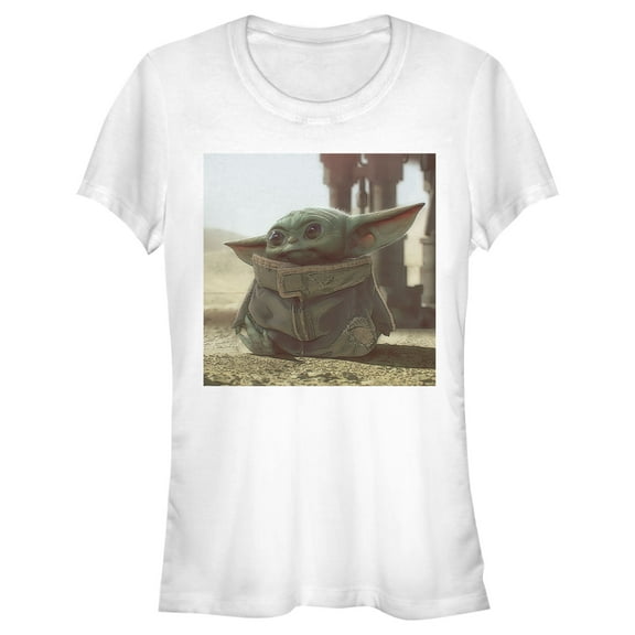 Junior's Star Wars: The Mandalorian The Child Square Frame Graphic Tee White Medium