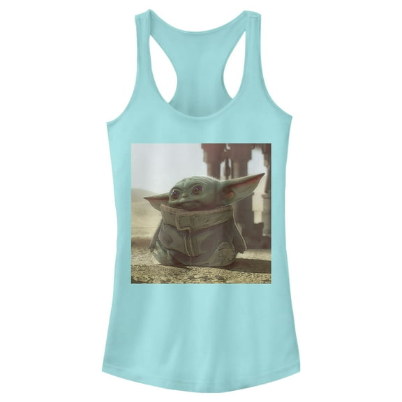 Junior's Star Wars: The Mandalorian The Child Square Frame  Racerback Tank Top Cancun X Small