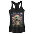 thumbnail image 1 of Junior's Star Wars: The Mandalorian The Child Starry Night  Racerback Tank Top Black 2X Large, 1 of 5