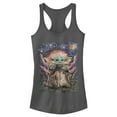 thumbnail image 1 of Junior's Star Wars: The Mandalorian The Child Starry Night  Racerback Tank Top Charcoal 2X Large, 1 of 4