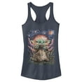 thumbnail image 1 of Junior's Star Wars: The Mandalorian The Child Starry Night  Racerback Tank Top Indigo Medium, 1 of 4