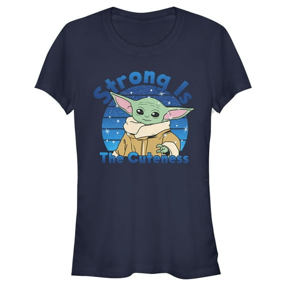 Junior's Star Wars: The Mandalorian The Child Strong is the Cuteness Graphic Tee Navy Blue 2X Large