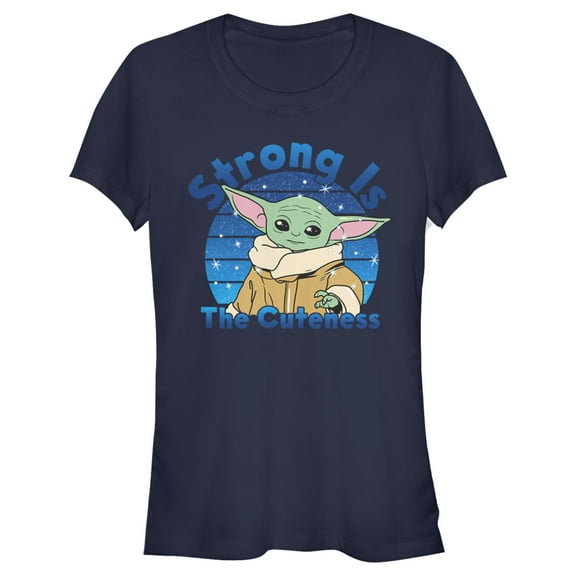 Junior's Star Wars: The Mandalorian The Child Strong is the Cuteness  Graphic Tee Navy Blue X Large