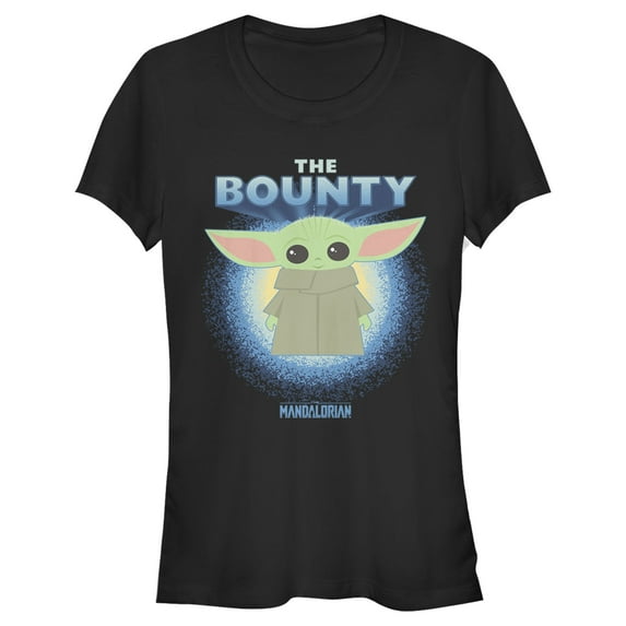 Junior's Star Wars: The Mandalorian The Child The Bounty Fuzzy Halo Graphic Tee Black Large
