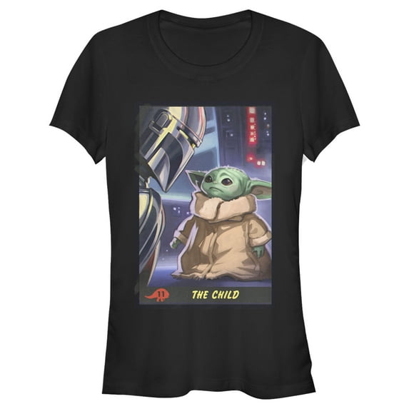 Junior's Star Wars: The Mandalorian The Child Trading Card Graphic Tee Black 2X Large