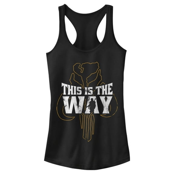 Junior's Star Wars: The Mandalorian The Mandalorian The Way Silhouette  Racerback Tank Top Black 2X Large