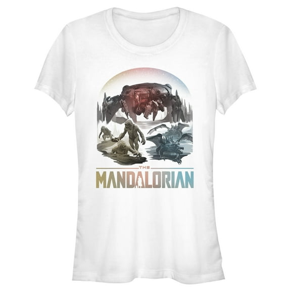 Junior's Star Wars: The Mandalorian The Mines of Mandalore Characters Graphic Tee White Medium