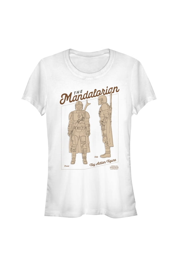 Junior's Star Wars: The Mandalorian Toy Action Figure  Graphic Tee White 2X Large