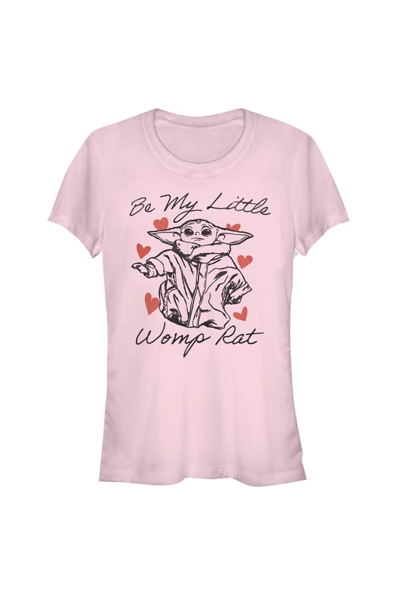 Junior's Star Wars: The Mandalorian Valentine's Day The Child Be My Womp Rat Graphic Tee Light Pink Medium
