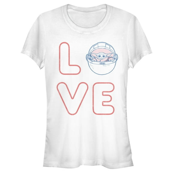 Junior's Star Wars: The Mandalorian Valentine's Day The Child Love Space Capsule  Graphic Tee White Large