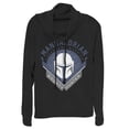 thumbnail image 1 of Junior's Star Wars: The Mandalorian Warrior Emblem  Cowl Neck Sweatshirt Black 4X Large, 1 of 3