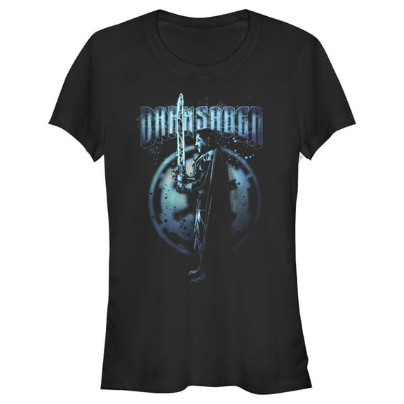 Junior's Star Wars: The Mandalorian Wielding the Darksaber  Graphic Tee Black Medium
