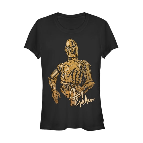 Junior's Star Wars: The Rise of Skywalker C-3PO Stay Golden Graphic Tee Black Medium