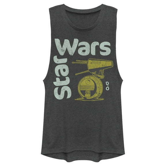 Junior's Star Wars: The Rise of Skywalker D-0 Roll  Festival Muscle Graphic Tee Charcoal Medium