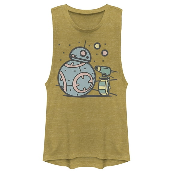 Junior's Star Wars: The Rise of Skywalker Droid Cuties  Festival Muscle Graphic Tee Gold Heather X Small