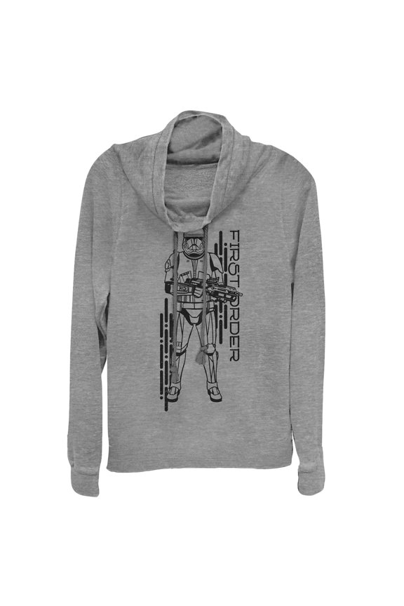 Junior's Star Wars: The Rise of Skywalker First Order Sith Trooper Cowl Neck Sweatshirt Gray Heather 3X Large