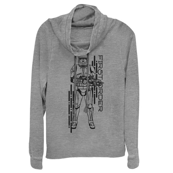 Junior's Star Wars: The Rise of Skywalker First Order Sith Trooper  Cowl Neck Sweatshirt Gray Heather Large