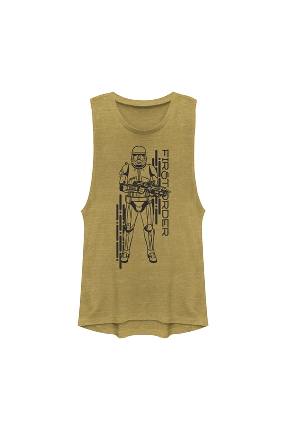 Junior's Star Wars: The Rise of Skywalker First Order Sith Trooper Festival Muscle Graphic Tee Gold Heather Large