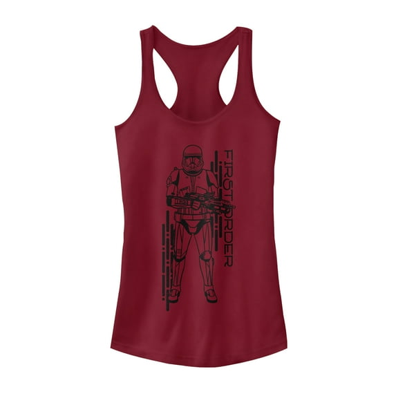 Junior's Star Wars: The Rise of Skywalker First Order Sith Trooper Racerback Tank Top Scarlet Medium